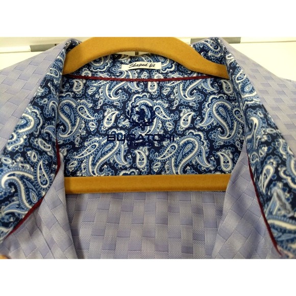 BUGATCHI UOMO Lavender Geometric XXL Button Up Dress Shirt Flip Cuff Long Sleeve - Picture 2 of 16